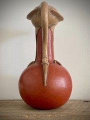 Vintage Mexican Folk Art Bird Terracotta Effigy Vessel Moche Style Handmade 10”