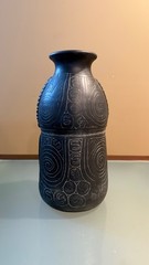 Mid Century Modern Oaxaca Mexico Barra Negro Black Clay Vase