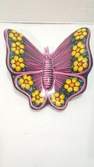 Mexican Pottery Colorful Butterfly Wall Hanging/Table Top Figure Hand Painted