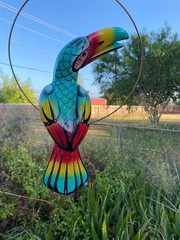 Talavera Bird Handmade Toucan Parrot Ceramic Mexican Pottery Hanging Patio Decor