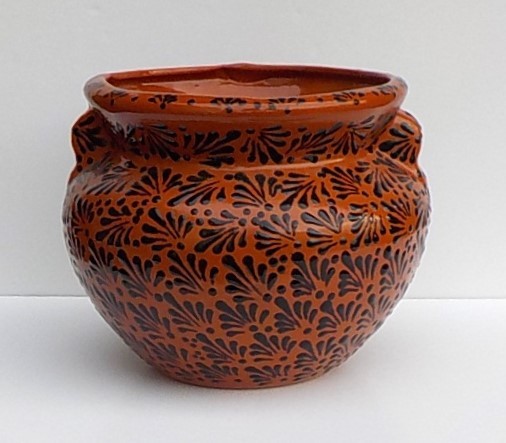 MEXICAN TALAVERA POTTERY BEAN POT STYLE PLANTER 11 1/2″ DIAMETER
