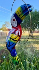 Talavera Bird Handmade Toucan Parrot Ceramic Mexican Pottery Hanging Patio Decor