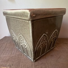 Handmade Mexican Terracotta Pottery Sage Green Glazed Planter 5 1/2” New