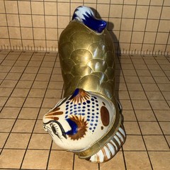Vint BRASS CAT Tonala Mexican stretching Ceramic And Brass cat Figurine
