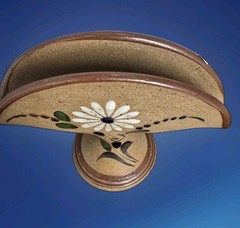 VintageTonala Floral Napkin/Letter Holder Sandstone Mexican Pottery Hand painted