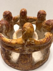 Mexico Aztec Handmade Clay Pottery “Circle Of Friends” 6 person Candle Holder
