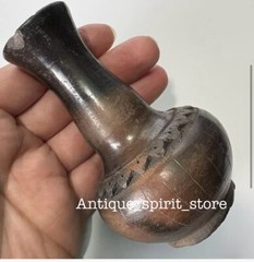 Chinese Antique Black/brown Clay Pottery Vase 4” tall Set Of 4 17th C.