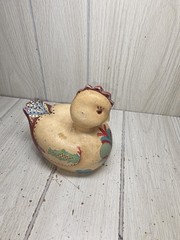 Vintage Hand Painted Chicken Folk Art Cottagecore Primitive Chick Hen Heart Read