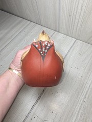 Vintage Hand Painted Chicken Folk Art Cottagecore Primitive Chick Hen Heart Read