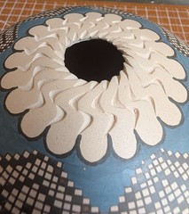 Maria Acosta Mata Ortiz Pottery Seed Pot Sgraffito Geometric Polychrome Bird 6″