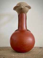 Vintage Mexican Folk Art Bird Terracotta Effigy Vessel Moche Style Handmade 10”
