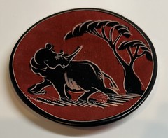 Set Of 3 Mexican Folk Art Animal Pottery Plates 4″ Round & Clay Cow with Bell