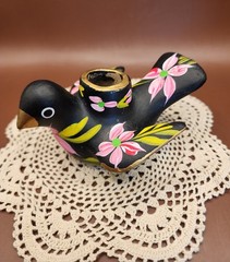 Vintage Tonala-Style Mexican Folk Art Bird Taper Candle Incense Holders Pair