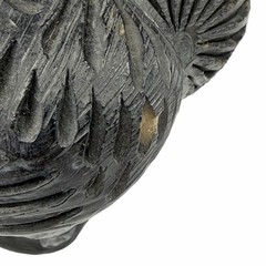 Oaxacan Barro Negro Carved Black Clay Jaguar Panther Head Mexican Folk Art Flaw