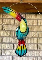Talavera Bird Handmade Toucan Parrot Ceramic Mexican Pottery Hanging Patio Decor