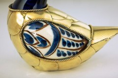Duck Figurine VTG from Tonala Mexico Ceramic and Brass 4 Inches Tall Good Cond.