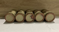 Set Of Six Mexican Pottery Tumblers /bud Vase Hand painted Floral (See Pictures