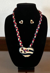Heart Necklace Clay Handmade Rope Necklace with Heart & Stars Earrings