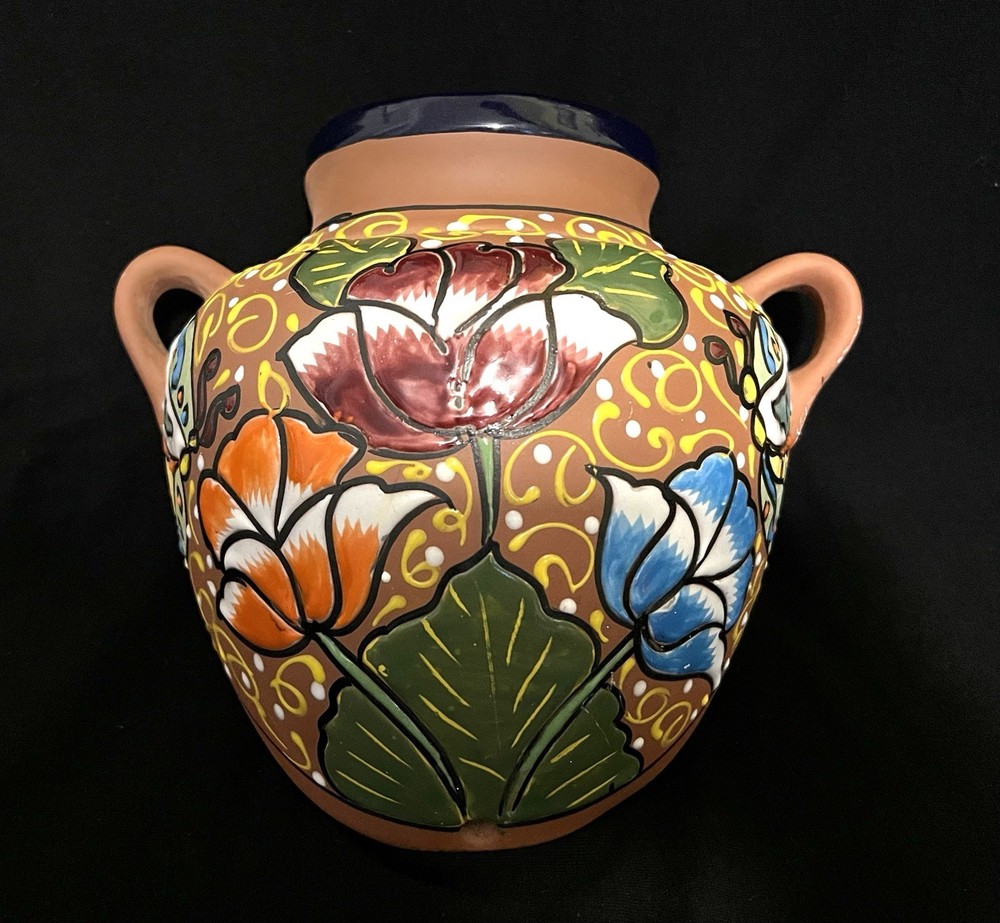 MEXICAN TALAVERA POTTERY BEAN POT STYLE PLANTER