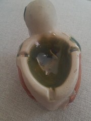 Vintage Folk Art Bird Pottery Ashtray Goofy Tabletop