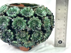 Green Glazed Hilario Alejos Madrigal Michoacan Pottery Pineapple Pot w/ Lid 7”