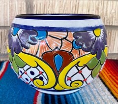 Mexican Ceramic Flower Pot Planter Folk Art Pottery Handmade Talavera #7