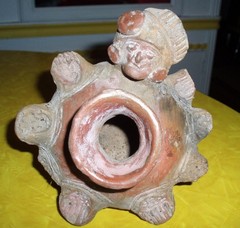 MUSEUM QUALITY PRE COLUMBIAN MAYAN CEREMONIAL REDWARE POTTERY BOWL ARTIFACT FACE