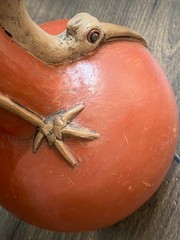 Vintage Mexican Folk Art Bird Terracotta Effigy Vessel Moche Style Handmade 10”
