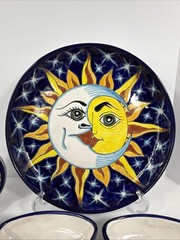 Mexican Talavera Pottery 7pc Hand Painted Chip Salsa Condiment Serving Dish Set