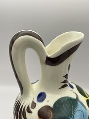 Vintage Mexican Folk Tonala Pottery Pitcher Artist Signed Vibrant Colors