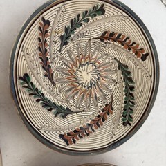 3 Romanian Horezu Traditional Ceramic Clay Decorative Plates Handmade each 5.5″