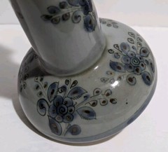 Ken Edwards Mexican Pottery Single Candle Stick – Signed Vintage Blue Florals