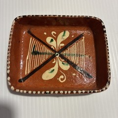 Mexican Folk Art Pottery Trinket Dish Hand Made Hand Painted mid-century modern