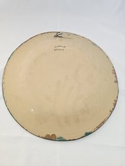 16″ Justino Garcia Tonala Mexico Pottery Platter Signed Folk Art Green, White