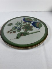 Tonala Hand-Painted Ken Edwards Pottery Green Trivet Bird 7″ El Palomar Mexico