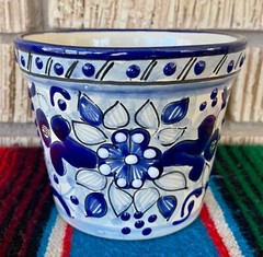 Mexican Ceramic Flower Pot Planter Folk Art Pottery Handmade Talavera #8