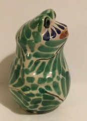 Mexican Pottery Handpainted single Frog Salt Shaker signed approx 3.25″