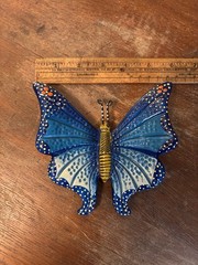 Talavera Butterfly Wall Hanging Mexican Pottery Folk Art Hand Painted Colorful