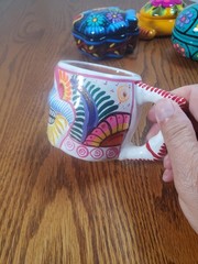 Hand-painted Mexican Clay Trinket Boxes Skull/Fish/Turtle and More Set Of 4