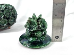 Green Glazed Hilario Alejos Madrigal Michoacan Pottery Pineapple Pot w/ Lid 7”