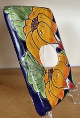 Talevera Single Outlet Plate Cover Sunflower Mexico Handmade Ceramic Pottery