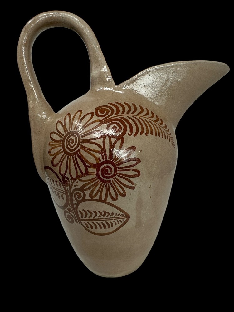 Vintage Handmade Tlaquepaque 1930’s Mexican Art Pitcher Mexican Folk Art Pottery
