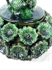 Green Glazed Hilario Alejos Madrigal Michoacan Pottery Pineapple Pot w/ Lid 7”