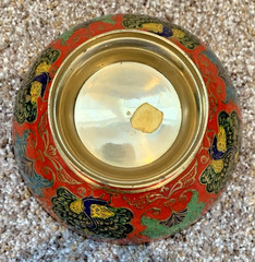 3 Brass Cloisonne Decorative Arts. Made In India. 2 Trinket/Jewelry Bowls & Vase