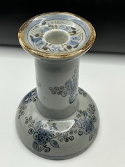 933Ken Edwards Mexican Pottery Single Candle Stick – Signed Vintage Blue Florals