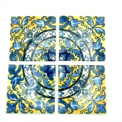Vintage Mexican Tiles CIASA Handmade Pottery Tile Hecho en Mexico Set of 4