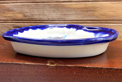 Handmade Talavera Pottery Heart Shaped Cobalt Blue Trinket Dish Guatemala