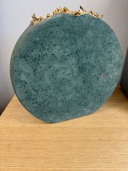 Sharon Penn Southwest Pottery Vase Green 22K Gold Accent Signed Rare