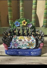 Mexican Folk Art Pottery Last Supper Black Devil Ocumicho Hand Painted Clay