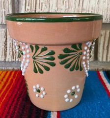 Mexican Ceramic Flower Pot Planter Folk Art Pottery Handmade Talavera #1